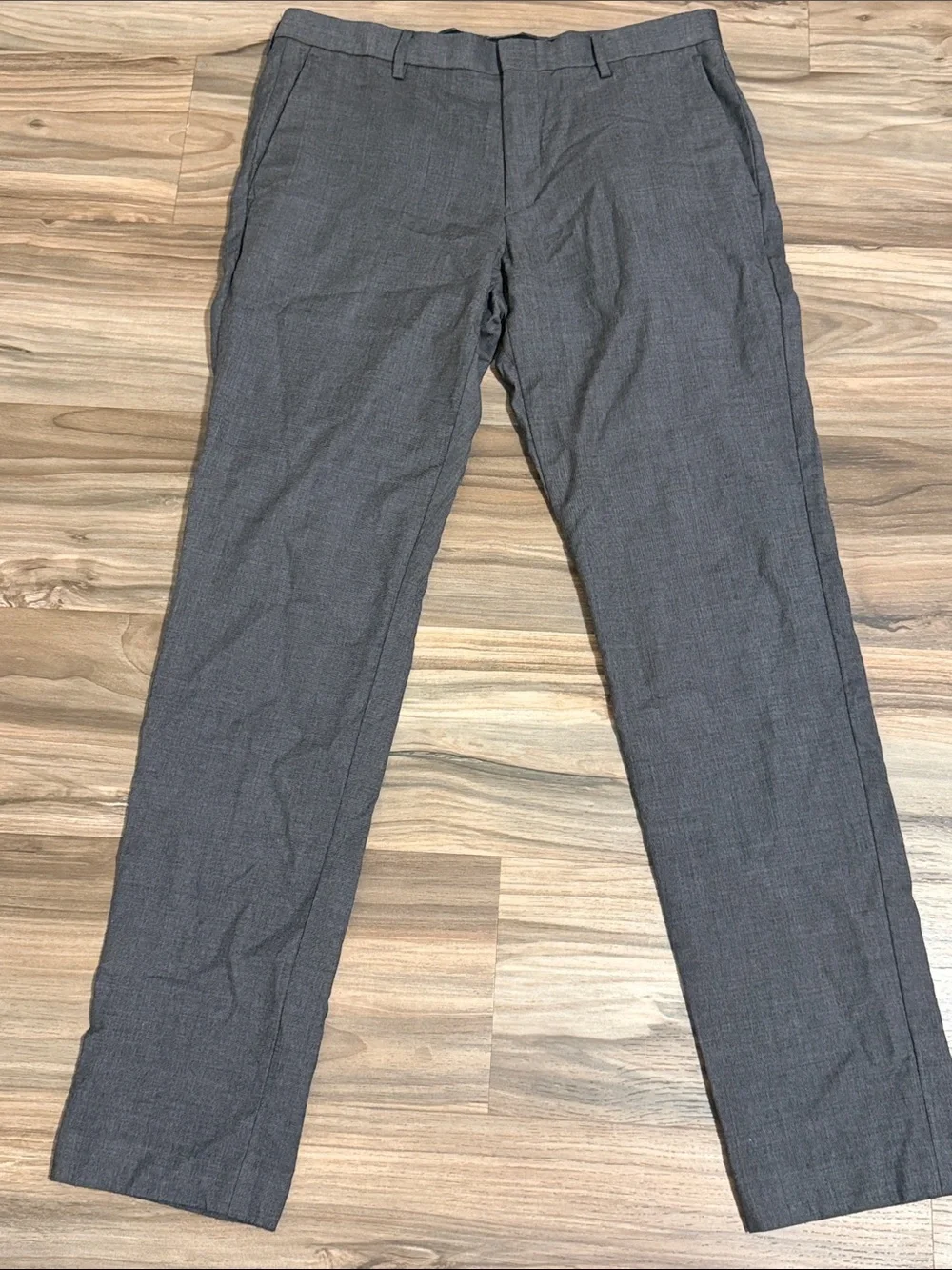 J Crew Dress Pants Mens 33x34 Charcoal Gray Ludlow Slim 100% Wool Trouser Career